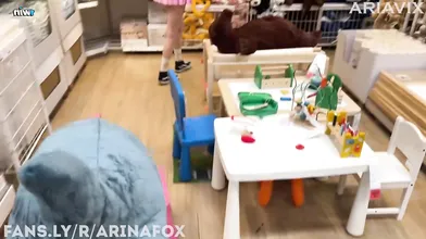 Sexy step sister closing up the bedroom store leads to a public hump session - s