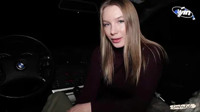 Wow! That couple is hot! The blonde tramp in the car gave a man-meat deepthroati