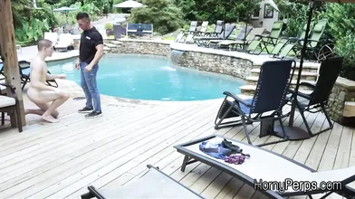 Barebacked for sneaking into the pool by security