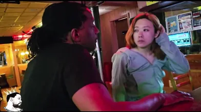 Hot petite Korean bares ass for big ebony cock in bathroom quickie - best XXX po