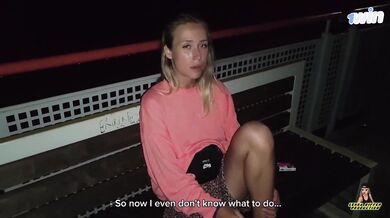 Amateur duo engaging in harsh outdoor fuck-a-thon on the crowded railway station