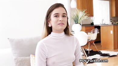 Brunette spinner sucks and fucks in white body suit