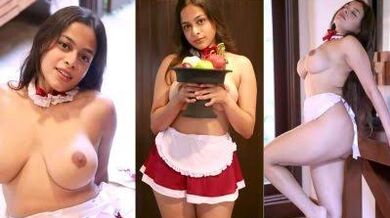 Ashwitha in maid showing boobs