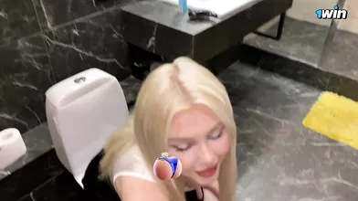At the corporate party, the huge-titted blonde gave me an exceptional blowjob, a