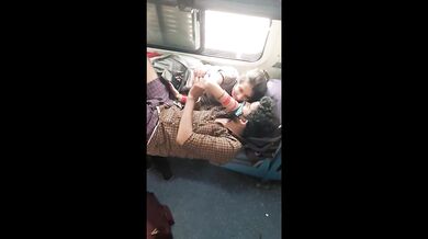 Public Place Indian Bhabhi And Husband In Train