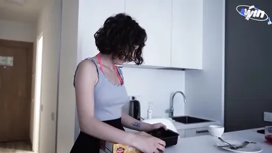 Dirty nymph cleans hotel room while naked and gives best deep throat - greatest