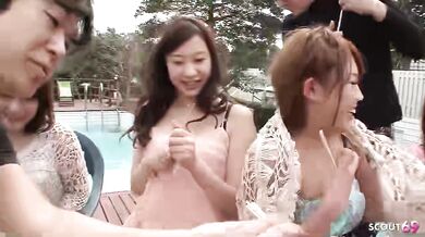 Uncensored Japanese Blowbang Orgy