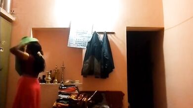Tamil mom dress changing spy on her son