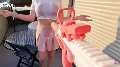 Ssurprising BALCONY FUCK with stepsis Ends With Lots Of CUM on tits. super-hot g