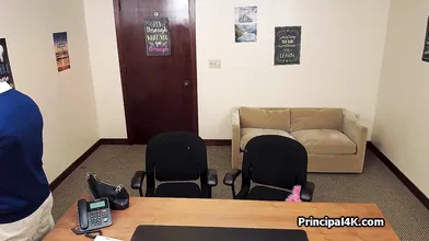 Oral loving coed shares principals dick with a slutty housewife