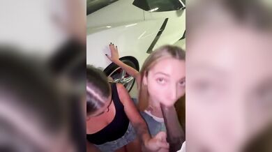 Two White Chicks Sucks & Fucks BBC At A Parking Lot