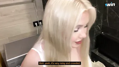 The blond legitimate year lovely dame with phat rump sucked my penis at the corp