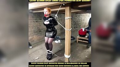 Shiny PVC Dress High Heels Slut Captured Cellar BallGagged Bondage