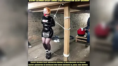 Shiny PVC Dress High Heels Slut Captured Cellar BallGagged Bondage