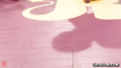 Naked wrestling with face fucking and anal pounding in the gym