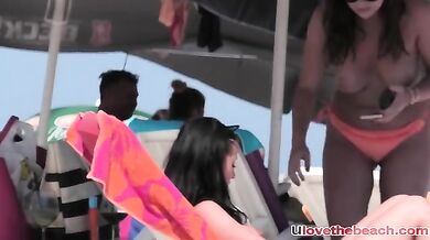 Amateur Sexy Topless Teens At The Beach Showing Off Boobies