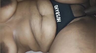 Tamil Wife hubby swallowing own cum from boobs