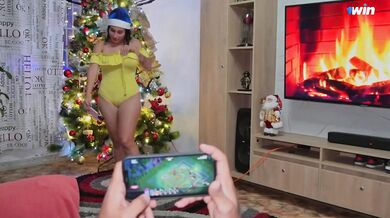 MERRY CHRISTMAS! Horny lady rails her associate's cock