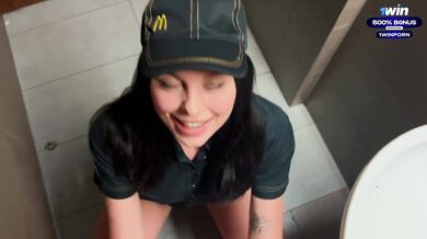Eva Soda's extraordinary public hump in a muddy toilet with aMcDonald's worker.