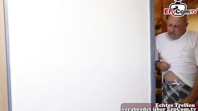 Old Slim German Housewife Having Kitchen Sex