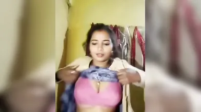 Gouthami reddy manthena showing pink bra and Big milky boobs in bedroom video