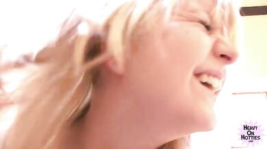 Natural busty blonde blowjob and banging POV