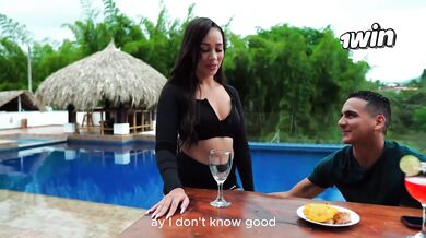 Colombian sweetheart Daniela Andrea dominates pool table with ample booty, penet