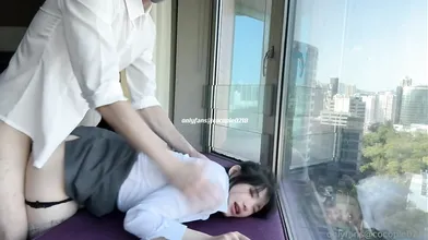 Chinese Woman With Big Tits Fucks From Behind In Clothes
