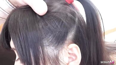 Petite Asian Girl talk to First Blowjob