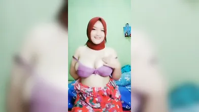 Red Hijab Muslim Woman