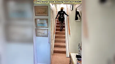 Cathy Shiny PVC Very Tight Dress High Heels Slut Granny Walks Up Home Stairs PVC