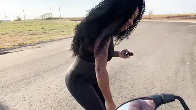 Black pornstar blows a explosion on brown-haired amateur's ideal tits. Natural-t