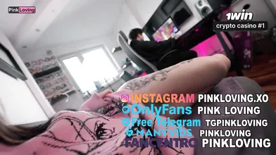 Stepbro fucking, sis plays computer while pinkloving on table, groping clit to c