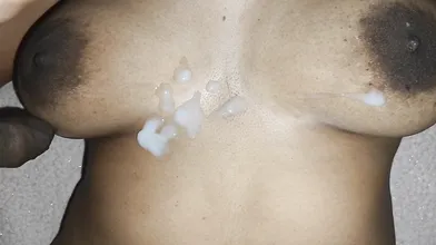 Tamil Wife playing with boobs and cock cum with blowjob
