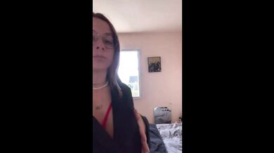 Slut In Red Lingerie Masturbates