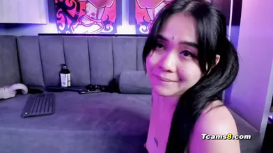 Horny girl drools while sucking shemale dick and get fuck