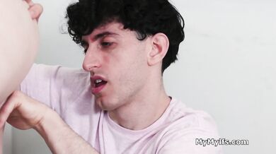 Calming down bullied dude with big tits and free use pussy