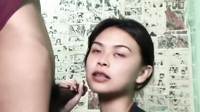 Thai Cutie Sucking Off Classmate And Getting Facial