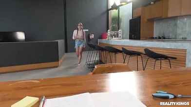 Big Natural Titted Kriss Kiss Assfucked On The Table