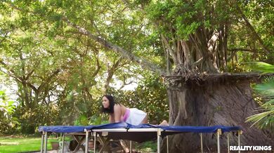 BBC Guy Banging Chick On A Trampoline - Ariel Pure Magic And Roxie Sinner