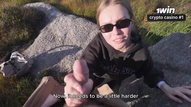 Random light-haired super-bitch gave me a public blowjob and deep-throated out t