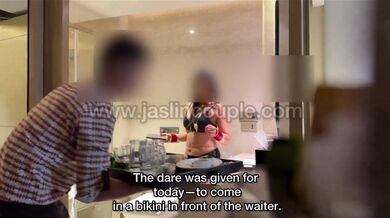Jaslin kaur Bikini dare with hotel staff