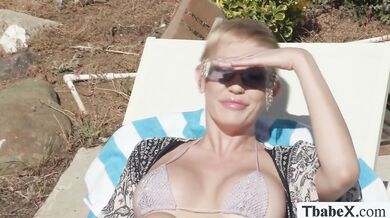 Super hot TS pool cleaner fucked by her MILF boss