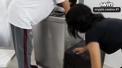 The Brazilian neighbor tempts me while I fix her washing machine, while her spou