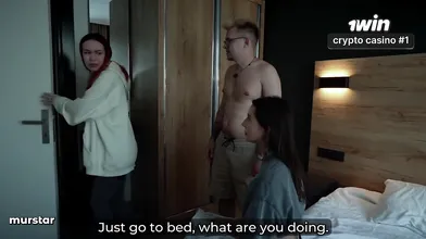 Amateur three-way with step mom, stepsis and step friend in insatiable hotel fuc