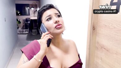Amateur Latina BBW with meaty bra-stuffers takes yam-sized prick while her boyfr