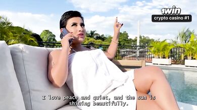 Latina bombshell with phat mounds rides a massive dong, dumping jizz all over he