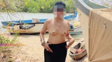Jaslin Couple Having Beach Fun Showing Off Her Boobs and Pussy Getting Fucked in