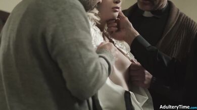 Lustful Young Girl Lexi Lore Gets Spitroasted By 3 Older Sinful Priests