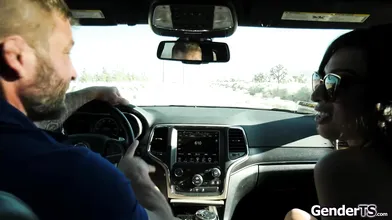 Picked up a super hot hitchhiking tgirl and anal reamed her